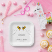 Aangepaste tekst Happy Love Bees Papieren Bordje (Feest)
