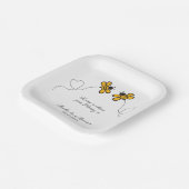 Aangepaste tekst Happy Love Bees Papieren Bordje (Gebogen)