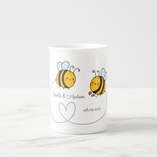 Aangepaste tekst Happy Love Bees Porselein Kop (Voorkant)