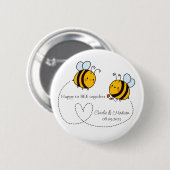 Aangepaste tekst Happy Love Bees Ronde Button 5,7 Cm (Voorkant /achterkant)