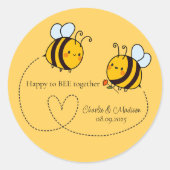 Aangepaste tekst Happy Love Bees Ronde Sticker (Voorkant)