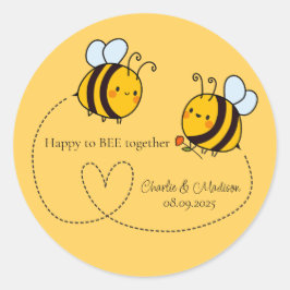 Aangepaste tekst Happy Love Bees Ronde Sticker