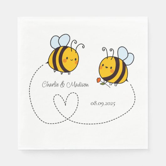 Aangepaste tekst Happy Love Bees Servet (Voorkant)