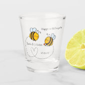 Aangepaste tekst Happy Love Bees Shot Glas (Voorkant)
