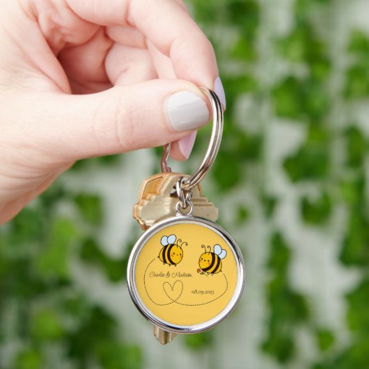 Aangepaste tekst Happy Love Bees Sleutelhanger (Hand)