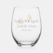 Aangepaste tekst Happy Love Bees Wijnglas Zonder Voet (Achterkant)