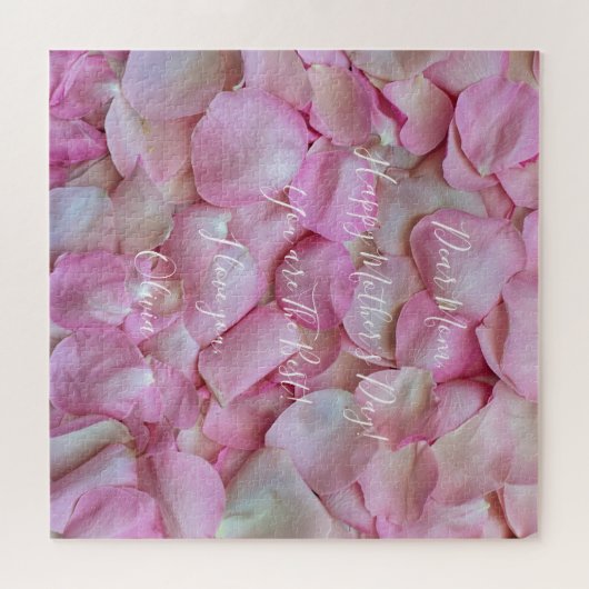 Aangepaste tekst Happy Moederdag Pink Rose Romanti Legpuzzel (Horizontaal)