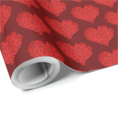 Aangepaste tekst Happy Moederdag Red Heart Patroon Cadeaupapier (Rol Hoek)