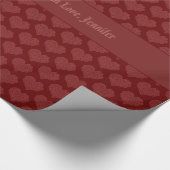 Aangepaste tekst Happy Moederdag Red Heart Patroon Cadeaupapier (Hoek)