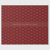 Aangepaste tekst Happy Moederdag Red Heart Patroon Cadeaupapier (Vlak)