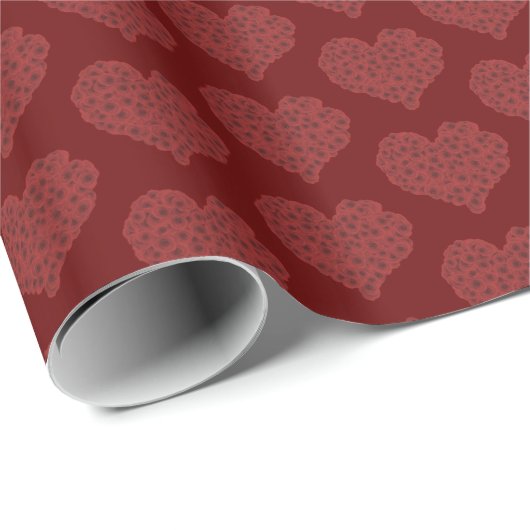 Aangepaste tekst Happy Moederdag Red Heart Patroon Cadeaupapier (Rol Hoek)