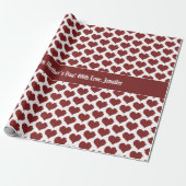 Aangepaste tekst Happy Moederdag Red Heart Patroon Cadeaupapier (Uitgerold)