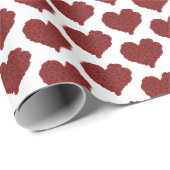 Aangepaste tekst Happy Moederdag Red Heart Patroon Cadeaupapier (Rol Hoek)