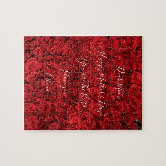 Aangepaste tekst Happy Moederdag Red Roses Romanti Legpuzzel (Horizontaal)