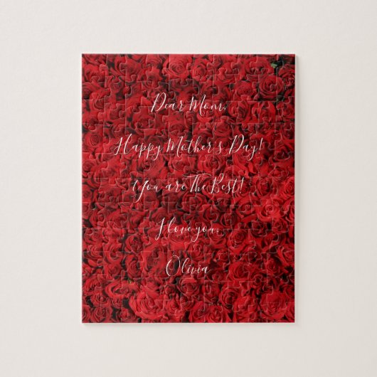 Aangepaste tekst Happy Moederdag Red Roses Romanti Legpuzzel (Verticaal)