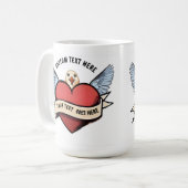 Aangepaste tekst | Hart Grappige Zeemeeuw Tattoo Koffiemok (Voorkant links)