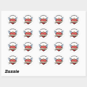 Aangepaste tekst Hart Grappige Zeemeeuw tattoo Ronde Sticker