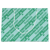 Aangepaste tekst Harten Strepen Groen Blauwgroen V Groot Cadeauzakje (Voorkant)