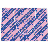 Aangepaste tekst Harten Strepen Roze Navy Valentij Groot Cadeauzakje (Achterkant)