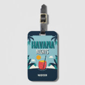 Aangepaste tekst "Havana Nights" Bagagelabel (Voorkant (verticaal))