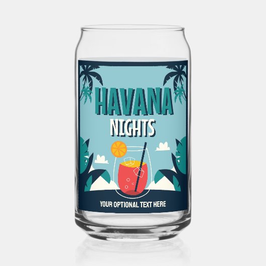 Aangepaste tekst "Havana Nights" Blikvorm Glas (Voorkant)
