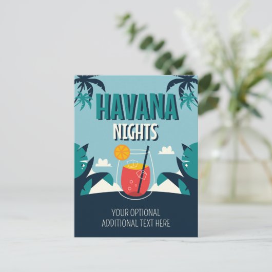 Aangepaste tekst "Havana Nights" Briefkaart (Staand voorkant)