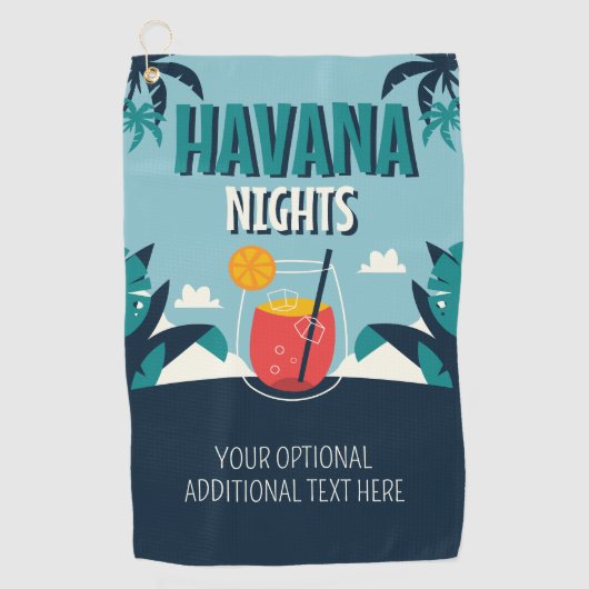 Aangepaste tekst "Havana Nights" Golfhanddoek (Voorkant)