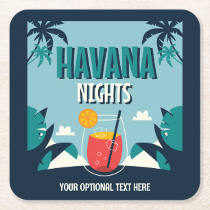 Aangepaste tekst "Havana Nights" Kartonnen Onderzetters