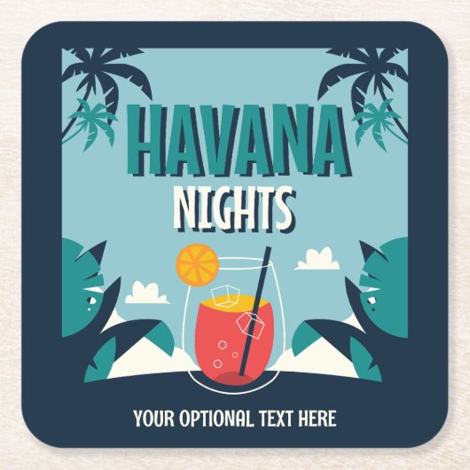 Aangepaste tekst "Havana Nights" Kartonnen Onderzetters (Voorkant)