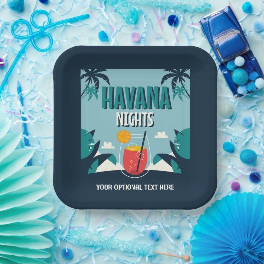 Aangepaste tekst "Havana Nights" Papieren Bordje (Feest)