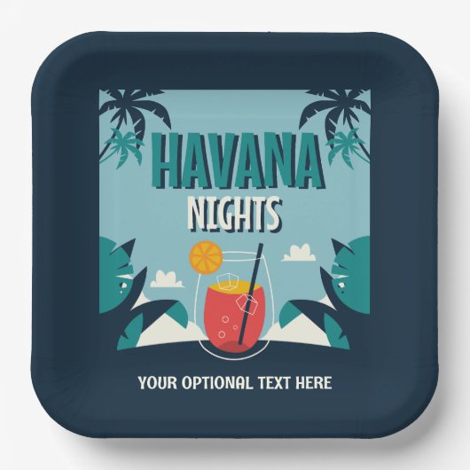 Aangepaste tekst "Havana Nights" Papieren Bordje (Voorkant)