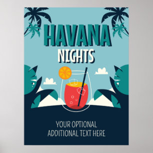 Aangepaste tekst "Havana Nights" Poster