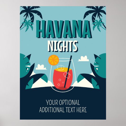 Aangepaste tekst "Havana Nights" Poster (Voorkant)