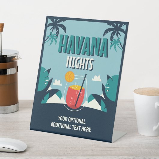 Aangepaste tekst "Havana Nights" Reclamebord Met Voetstuk (Insitu)