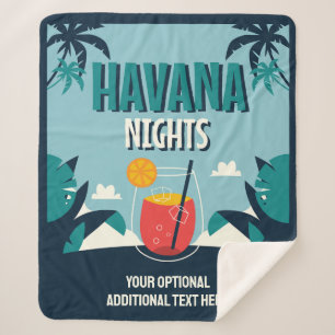 Aangepaste tekst "Havana Nights" Sherpa Deken
