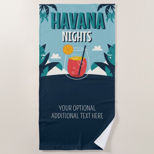 Aangepaste tekst "Havana Nights" Strandlaken (Voorkant)