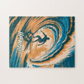 Aangepaste tekst Hawaii Surfen Retro  Wave Legpuzzel (Horizontaal)
