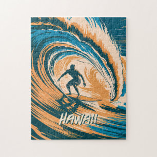 Aangepaste tekst Hawaii Surfen Retro  Wave Legpuzzel