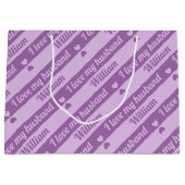 Aangepaste tekst Hearts Stripes Paarse Valentijnse Groot Cadeauzakje (Voorkant)