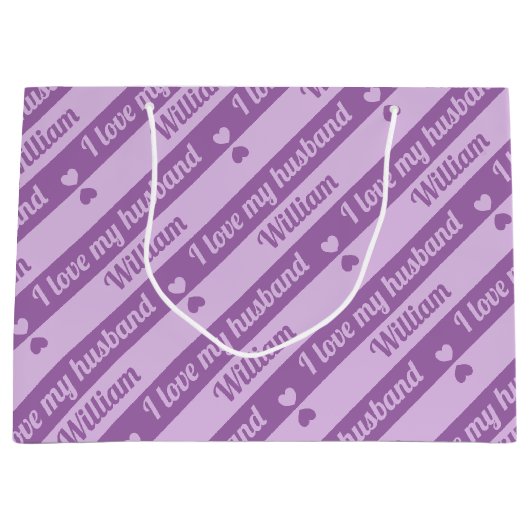 Aangepaste tekst Hearts Stripes Paarse Valentijnse Groot Cadeauzakje (Voorkant)
