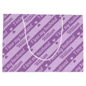 Aangepaste tekst Hearts Stripes Paarse Valentijnse Groot Cadeauzakje (Achterkant)