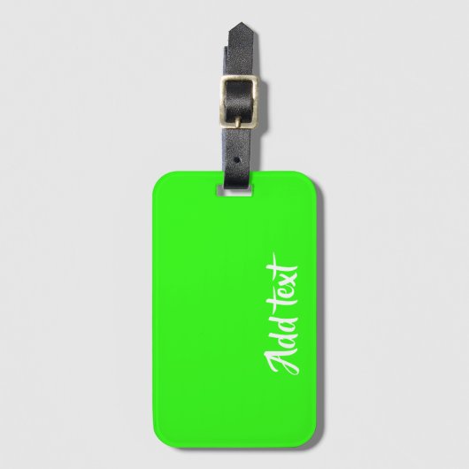 Aangepaste tekst heldergroen vlak bagagelabel (Voorkant (verticaal))