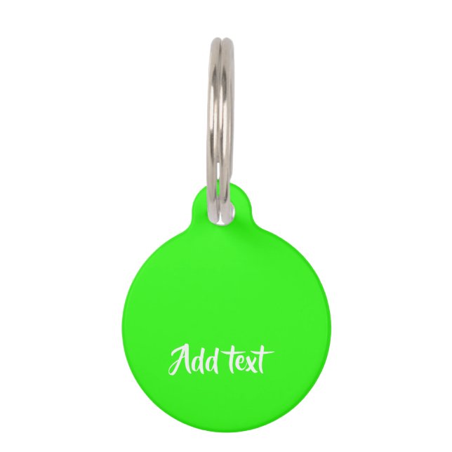 Aangepaste tekst heldergroen vlak huisdierpenning (Voorkant)