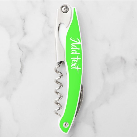 Aangepaste tekst heldergroen vlak kurkentrekker (Voorkant)