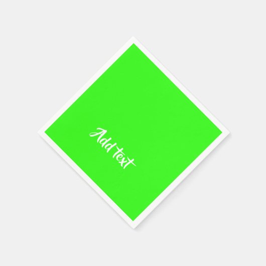 Aangepaste tekst heldergroen vlak servet (Hoek)