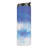 Aangepaste tekst Hemelse Blauwe Nevel Thermische T Thermosbeker (Gedraaid links)