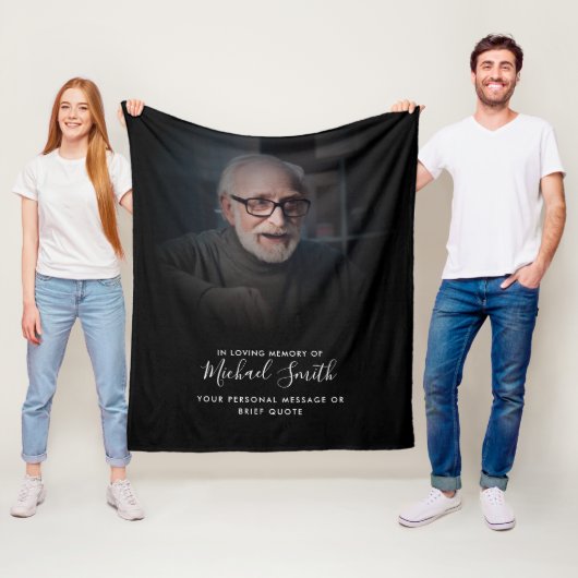 Aangepaste tekst herdenking foto tribute fleece deken (In situ)
