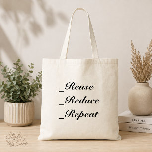 Aangepaste tekst Hergebruik Verminderen Herhalen B Tote Bag