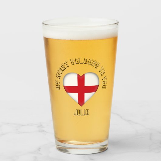Aangepaste tekst Het hart van de Engelse vlag Glas (Voorkant gevuld)