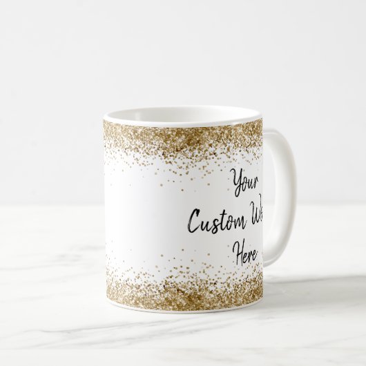 Aangepaste tekst hier Gepersonaliseerd Wit en Goud Koffiemok (Voorkant rechts)